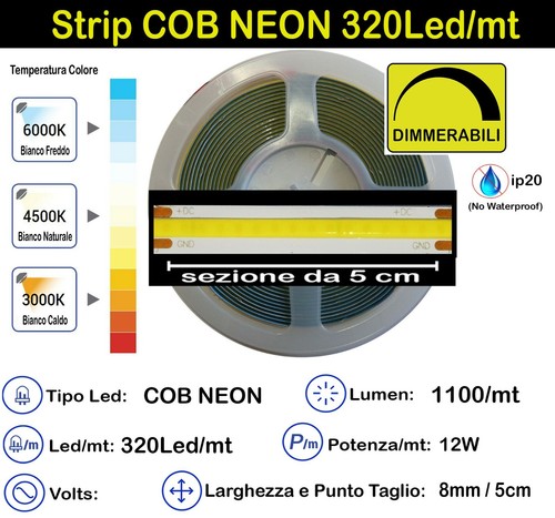 Striscia led cob strip 12v - strip,